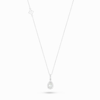 Sterling Silver 925 Necklace Rhodium Plated Embedded With Diamond Zircon And White Zircon