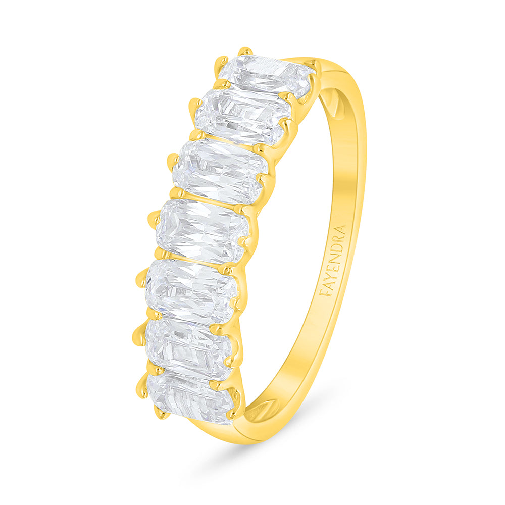 خاتم من الفضة الخالصة عيار 925 مطلي ذهبي مرصع فص ابيض