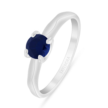 Sterling Silver 925 Ring Rhodium Plated Embedded With Sapphire Corundum
