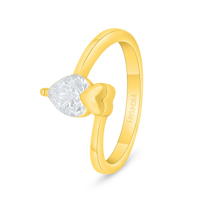 Sterling Silver 925 Ring Golden Plated Embedded With White Zircon