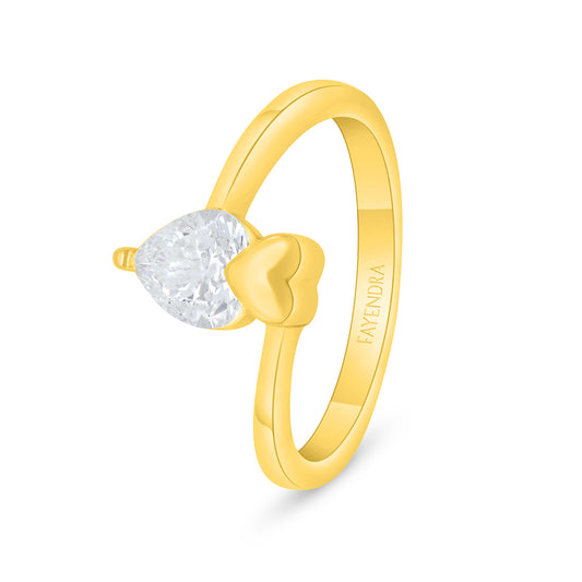Sterling Silver 925 Ring Golden Plated Embedded With White Zircon