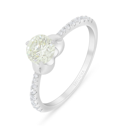 Sterling Silver 925 Ring Rhodium Plated Embedded With Diamond Zircon And White Zircon