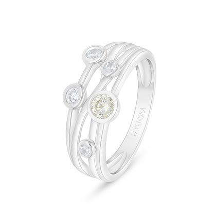 Sterling Silver 925 Ring Rhodium Plated Embedded With Diamond Zircon And White Zircon