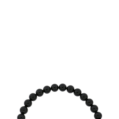 Rosary 45 Sterling Silver 925 Set Oxidized Embedded With Black Agate Cabochon Bead 08 ML LOGO