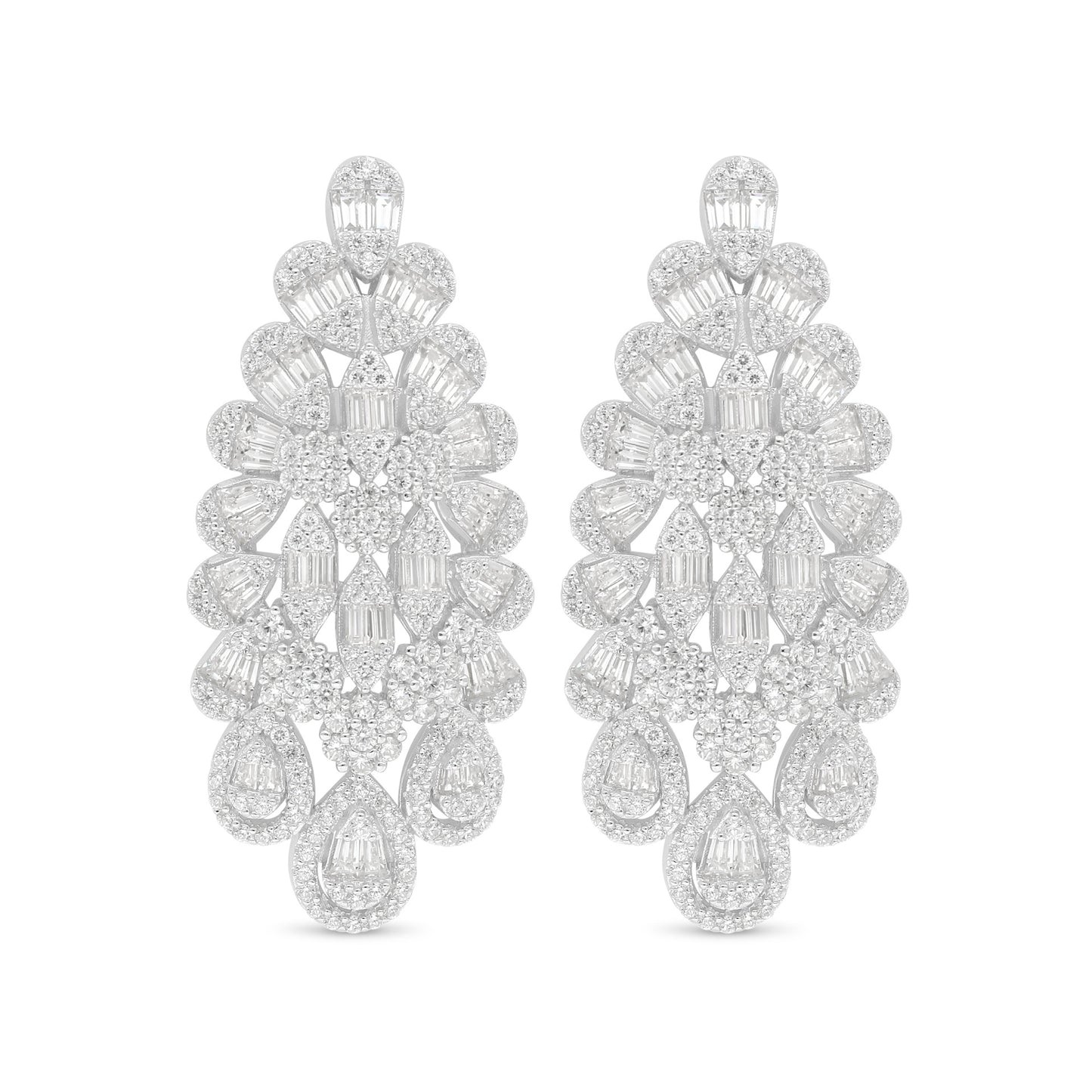 Sterling Silver 925 SET Rhodium Plated Embedded With White Zircon