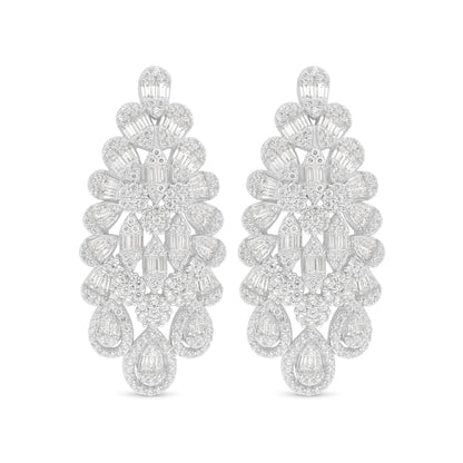 Sterling Silver 925 SET Rhodium Plated Embedded With White Zircon