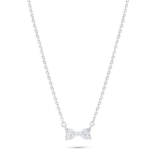 Sterling Silver 925 Necklace Rhodium Plated Embedded With White Zircon