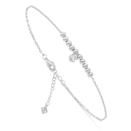 Sterling Silver 925 Bracelet Rhodium Plated Embedded With White Zircon