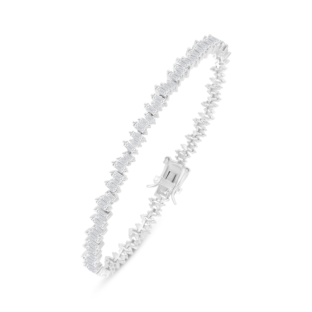 Sterling Silver 925 SET Rhodium Plated Embedded With White Zircon