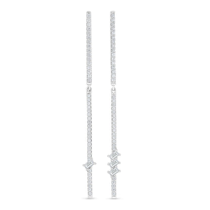 Sterling Silver 925 Earring Rhodium Plated Embedded With White Zircon