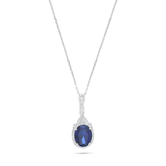 Sterling Silver 925 Necklace Rhodium Plated Embedded With White Zircon