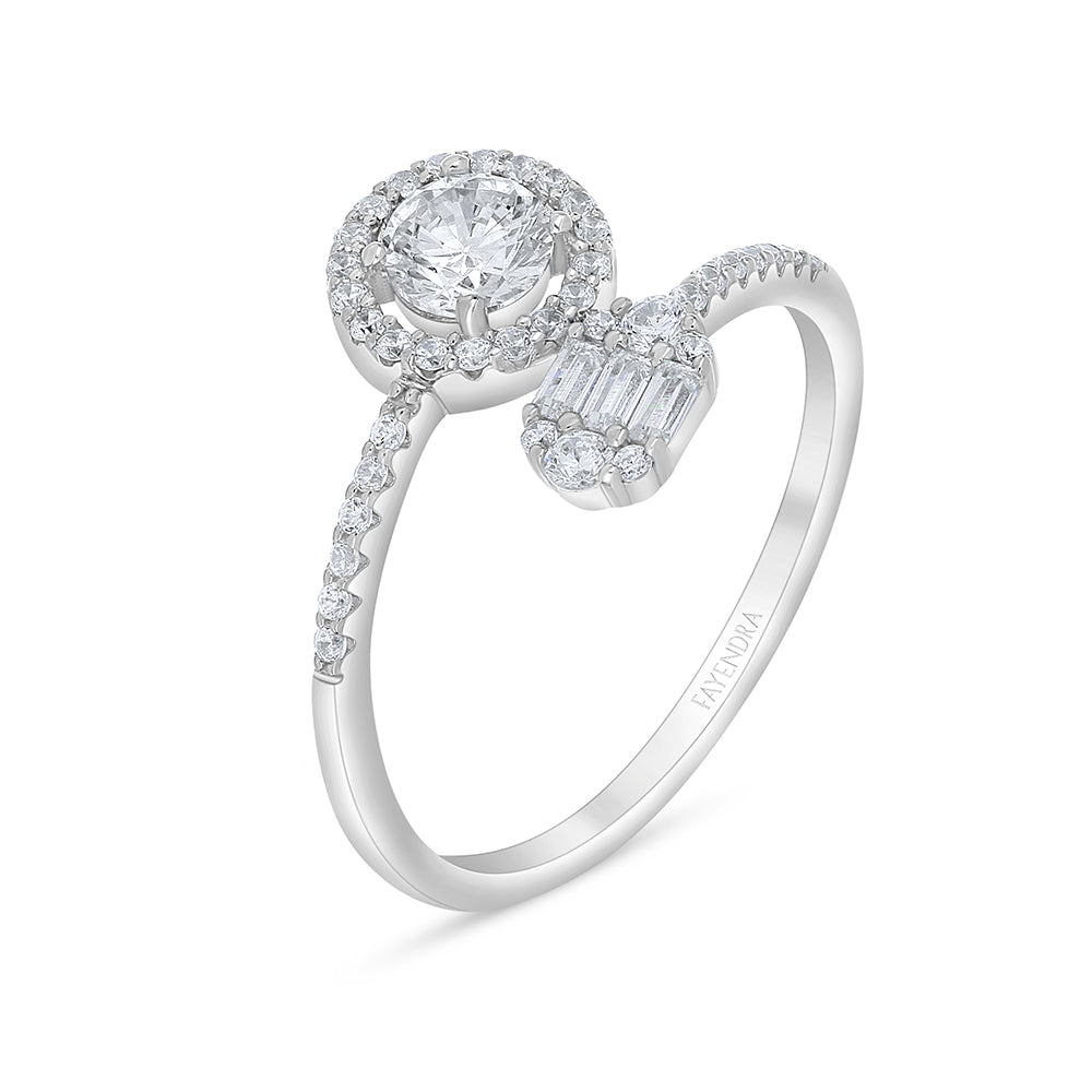 خاتم من الفضة الخالصة عيار 925 مطلي روديوم مرصع فص ابيض