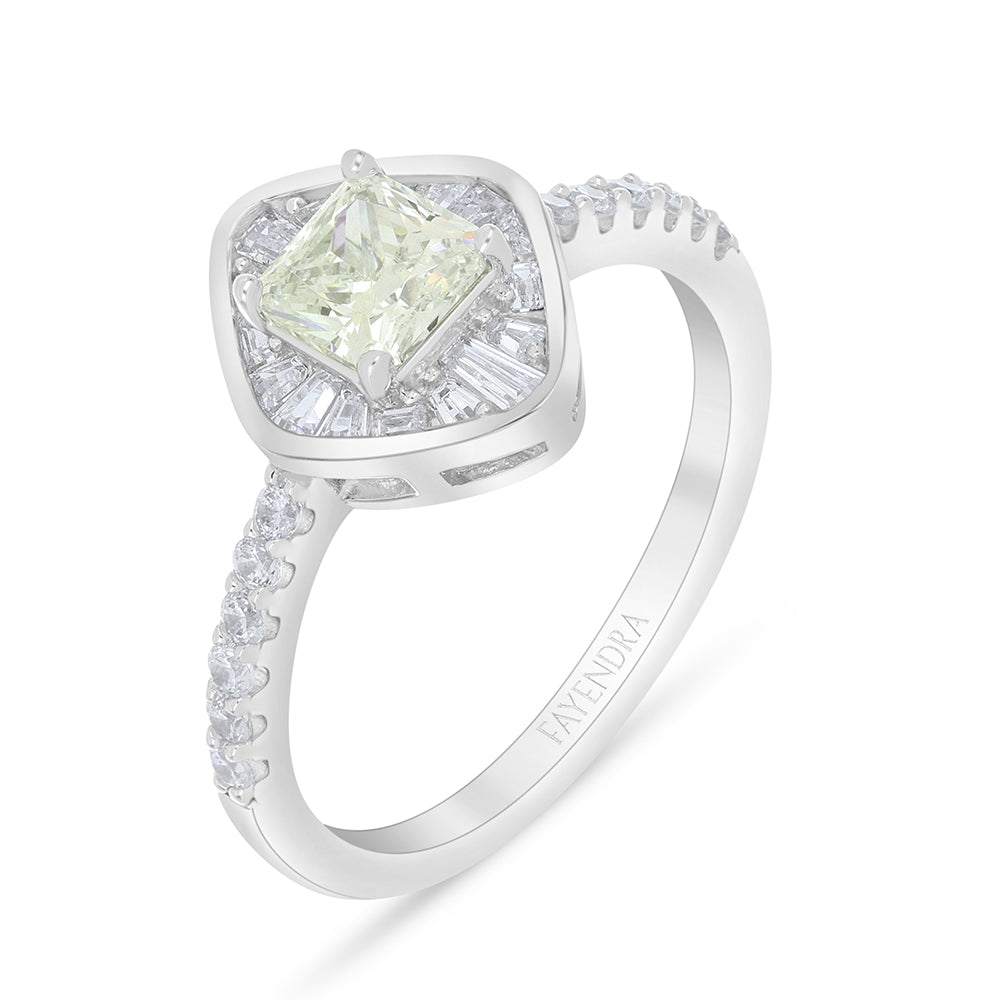 Sterling Silver 925 Ring Rhodium Plated Embedded With Diamond Zircon And White Zircon