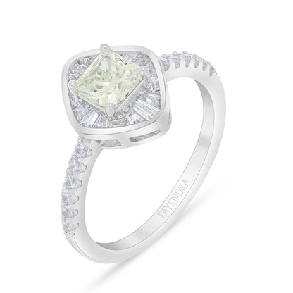 Sterling Silver 925 Ring Rhodium Plated Embedded With Diamond Zircon And White Zircon