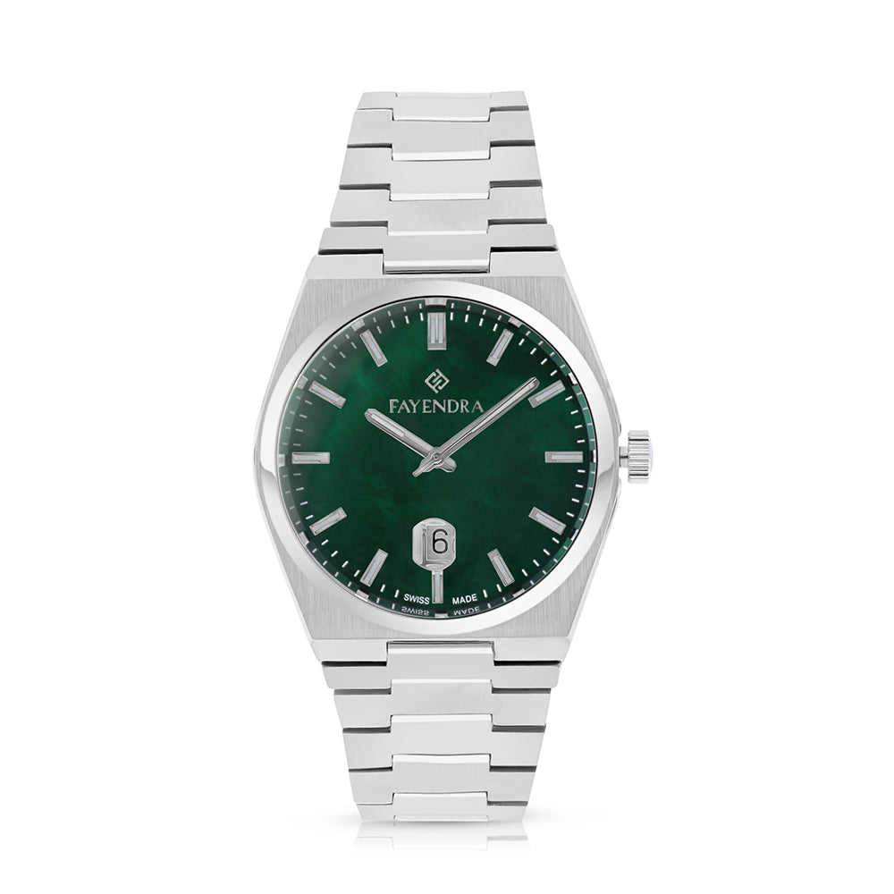 Stainless Steel 316L Watch Silver Color For Men - green MOP dial