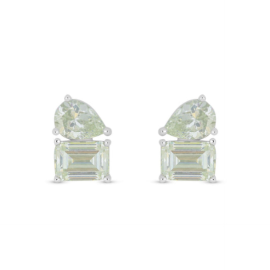 Sterling Silver 925 Earring Rhodium Plated Embedded With Diamond Zircon
