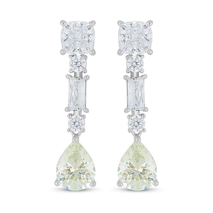 Sterling Silver 925 Earring Rhodium Plated Embedded With Diamond Zircon And White Zircon