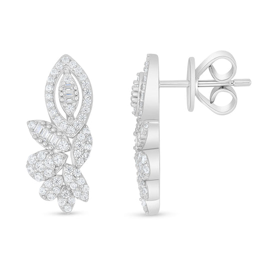 اقراط من الفضة الخالصة عيار 925 مطلية روديوم مرصعة فص ابيض