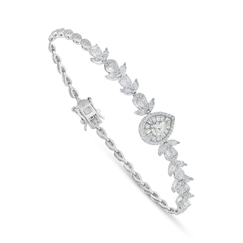 طقم من الفضة الخالصة عيار 925 مطلي روديوم مرصع احجار زركون كناري الماسي و فص ابيض