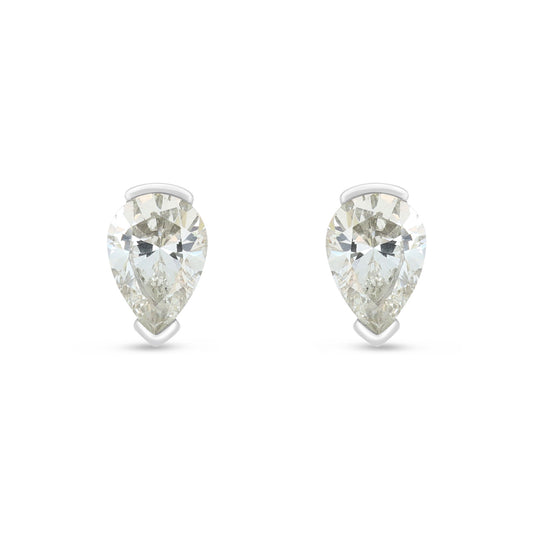 Sterling Silver 925 Earring Rhodium Plated Embedded With Diamond Zircon