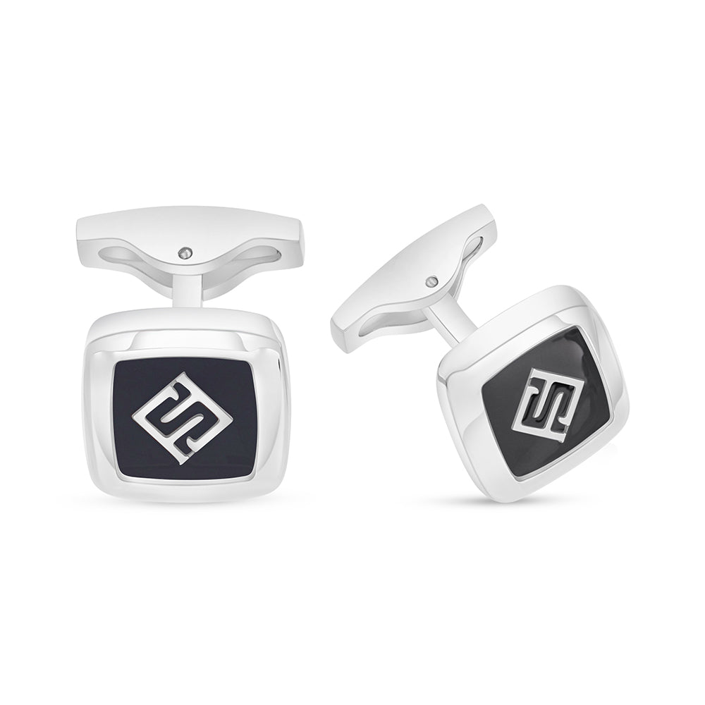 كبك ستانلس ستيل لون فضي عيار L316 مرصع احجار عقيق اسود طبيعي Matt Steel