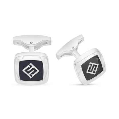 كبك ستانلس ستيل لون فضي عيار L316 مرصع احجار عقيق اسود طبيعي Matt Steel