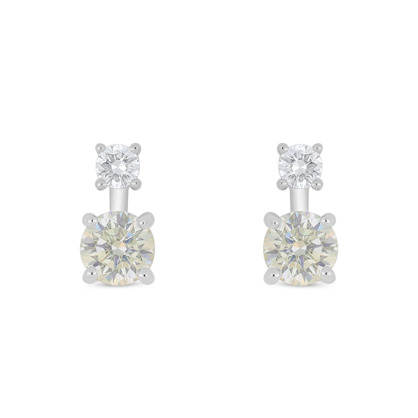 Sterling Silver 925 Earring Rhodium Plated Embedded With Diamond Zircon And White Zircon
