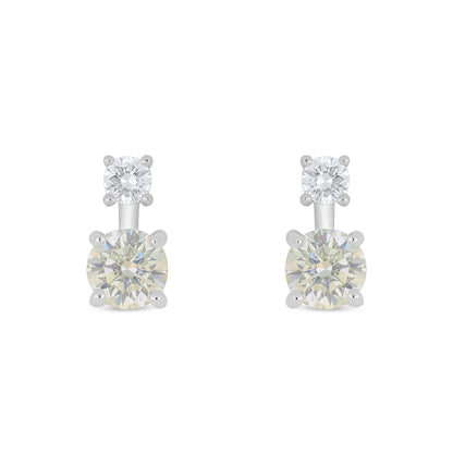 Sterling Silver 925 Earring Rhodium Plated Embedded With Diamond Zircon And White Zircon