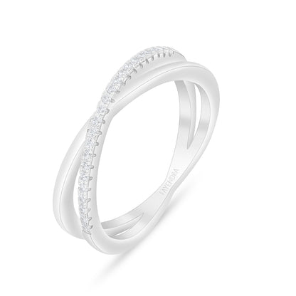 خاتم من الفضة الخالصة عيار 925 مطلي روديوم مرصع فص ابيض