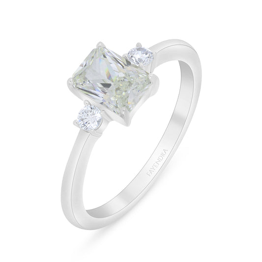 Sterling Silver 925 Ring Rhodium Plated Embedded With Diamond Zircon And White Zircon