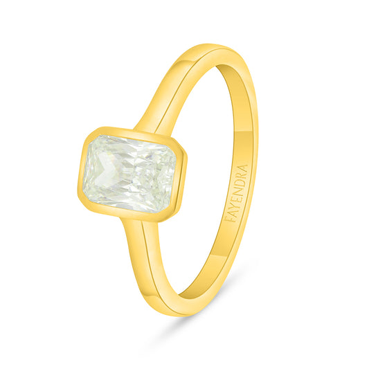 Sterling Silver 925 Ring Golden Plated Embedded With Yellow Diamond