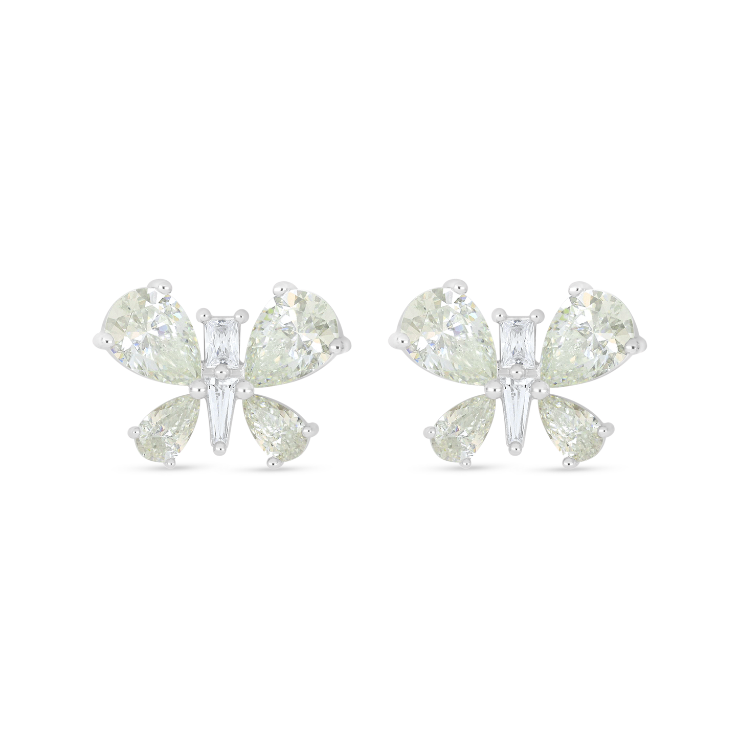 Sterling Silver 925 Earring Rhodium Plated Embedded With Diamond Zircon And White Zircon