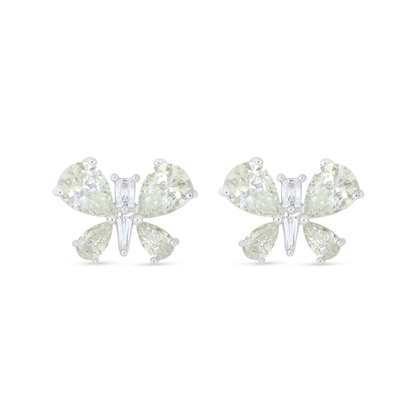 Sterling Silver 925 Earring Rhodium Plated Embedded With Diamond Zircon And White Zircon