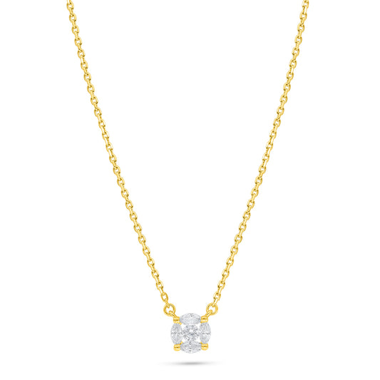 Sterling Silver 925 Necklace Golden Plated Embedded With White Zircon