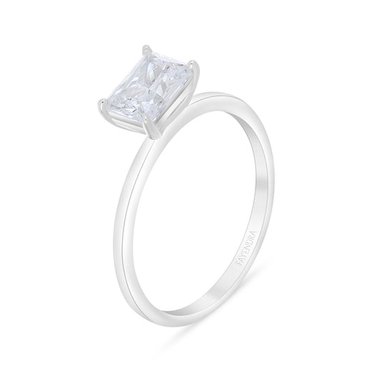Sterling Silver 925 Ring Rhodium Plated Embedded With White Zircon