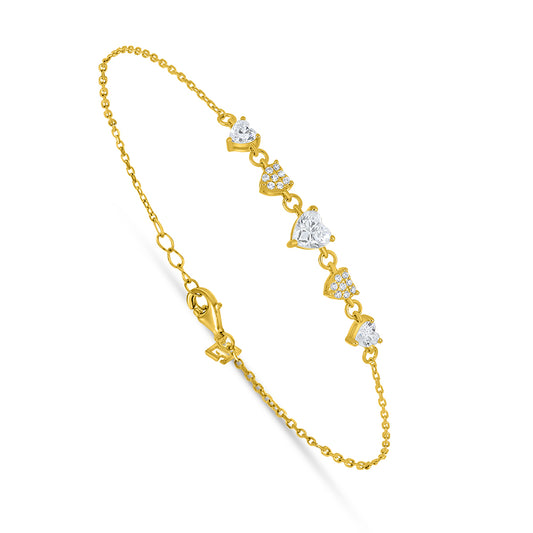 اسورة من الفضة الخالصة عيار 925 مطلية ذهبي مرصعة فص ابيض