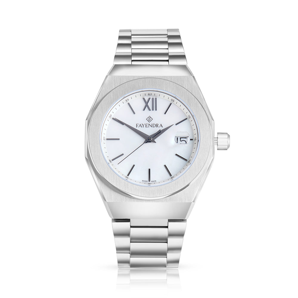 Stainless Steel 316L Watch Silver Color For Men - WHITE MOP DIAL