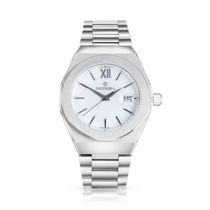 Stainless Steel 316L Watch Silver Color For Men - WHITE MOP DIAL