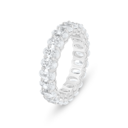 Sterling Silver 925 Ring Rhodium Plated Embedded With White Zircon