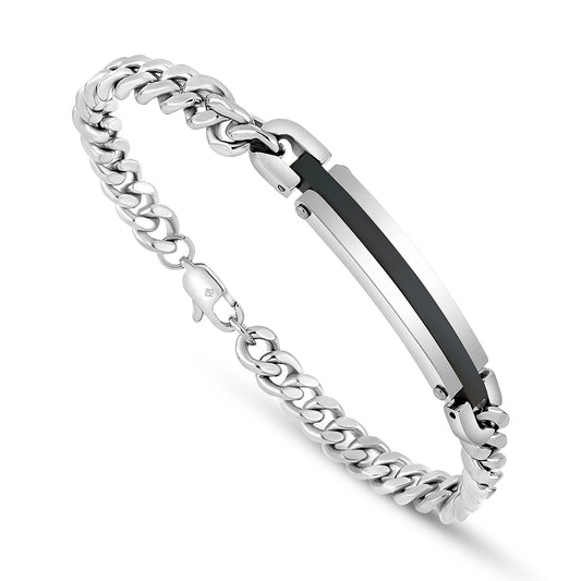 Stainless Steel 316L And 304 L Bracelet, Silver And Black Color
