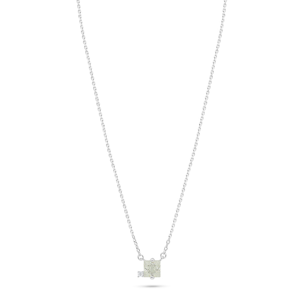 Sterling Silver 925 Necklace Rhodium Plated Embedded With Diamond Zircon And White Zircon
