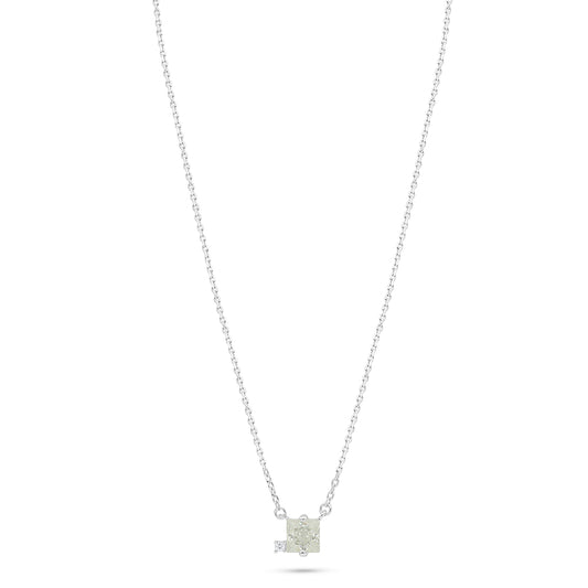Sterling Silver 925 Necklace Rhodium Plated Embedded With Diamond Zircon And White Zircon