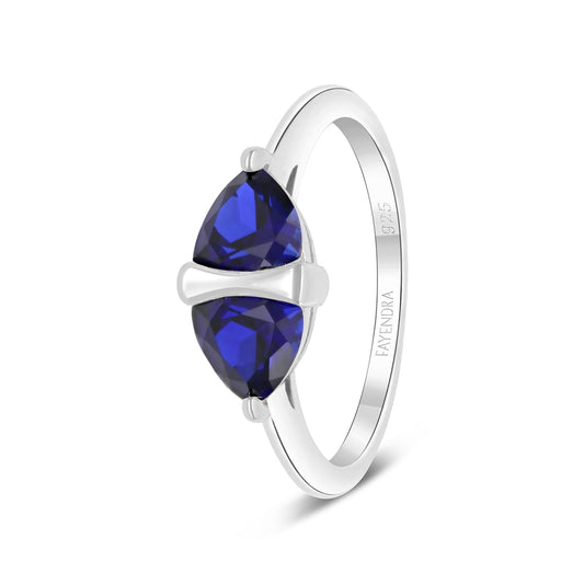 Sterling Silver 925 Ring Rhodium Plated Embedded With Sapphire Corundum