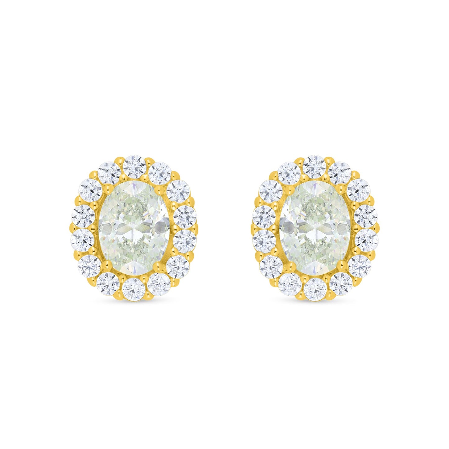 Sterling Silver 925 Earring Golden Plated Embedded With Diamond Zircon And White Zircon