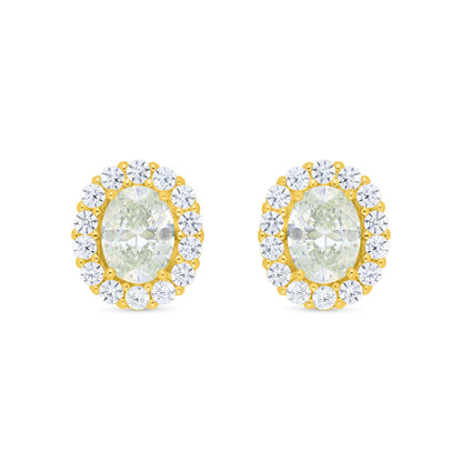 Sterling Silver 925 Earring Golden Plated Embedded With Diamond Zircon And White Zircon