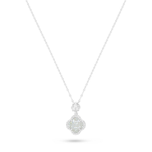 Sterling Silver 925 Necklace Rhodium Plated Embedded With Diamond Zircon And White Zircon