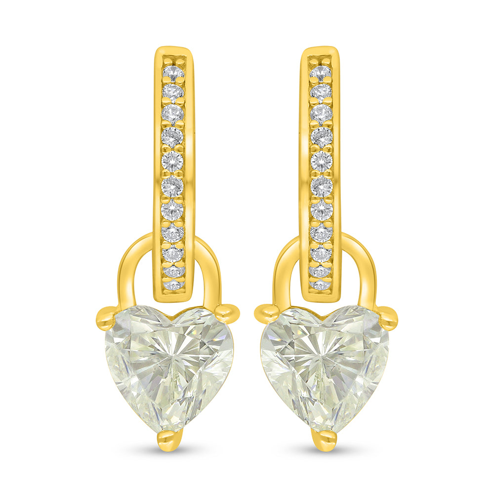 Sterling Silver 925 Earring Golden Plated Embedded With White Zircon