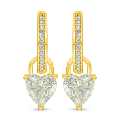 Sterling Silver 925 Earring Golden Plated Embedded With White Zircon