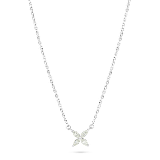 Sterling Silver 925 Necklace Rhodium Plated Embedded With Diamond Zircon