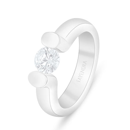 Sterling Silver 925 Ring Rhodium Plated Embedded With White Zircon